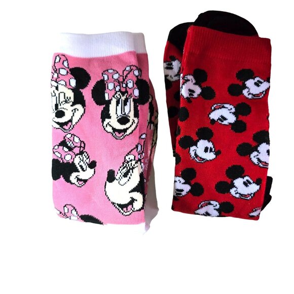 Disney Mickey & Minnie Mouse Ankle Socks 2-Pack Red & Pink. - Picture 4 of 4